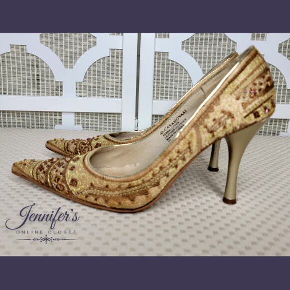 Nine West Casanova Brocade Beaded Pointed Toe Heels Size 6.5 - Picture 5 of 16